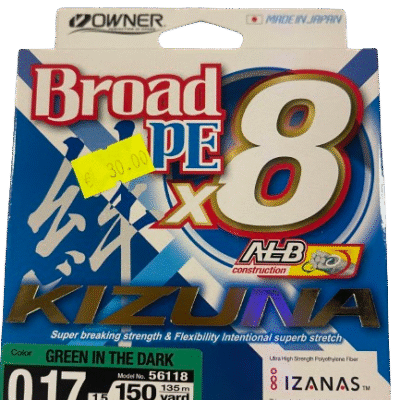 Valas pintas Owner Broad Pe X8 Kizuna Green in Dark 135m