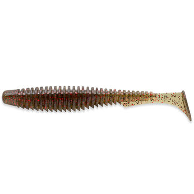 Silikoninis masalas FishUp U-Shad 4" (8pcs.), #045 - Green Pumpkin/Red & Black