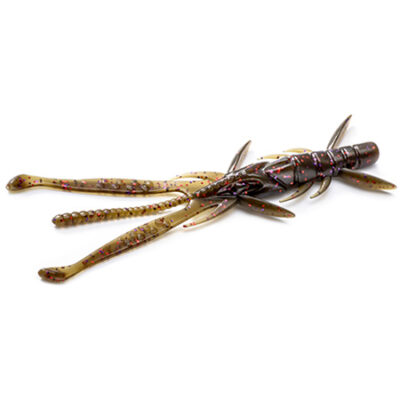 Silikoninis masalas FishUp Shrimp 4.5" (7pcs.), #050 - Green Pumpkin Brown/Red & Purple