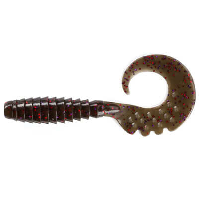 Silikoniniai masalai FishUp Fancy Grub 2" (10vnt.), #050 - Green Pumpkin Brown/Red & Purple