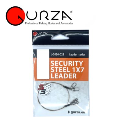 Pavadėlis Gurza SECURITY STEEL 1x7 LEADER 30cm/0,24Ø 2vnt. Test. 7kg