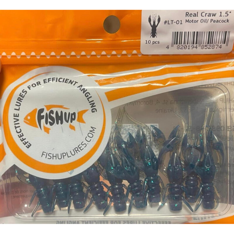 FishUp Real Craw 1.5 10 vnt. 017 Motor Oil Green LT