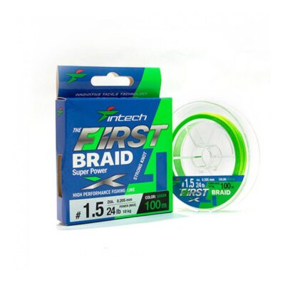 Pintas valas Intech First Braid X4 Green 150m  #1.0 (15lb/6.81kg)
