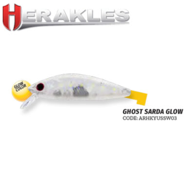 Vobleris HERAKLES YUME 50 S SW 50mm 4,3g. (Ghost Sarda Glow)