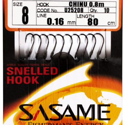 SASAME kabliukai su valu Snelled Hooks  CHINU U25208 NS 8-0.16, 1vnt, U252088