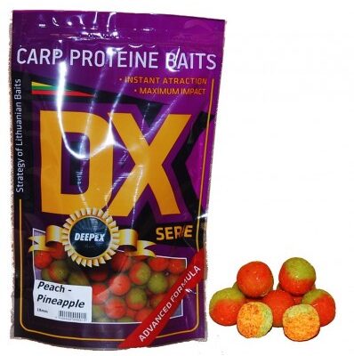 Baltyminiai kukuliai karpiams Persikas ananasas 18mm – oranžinės-geltonos spalvos boiliai karpių žvejybai