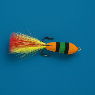 Horizontali mandula oranžinė žalia juoda su treble hook kabliuku
