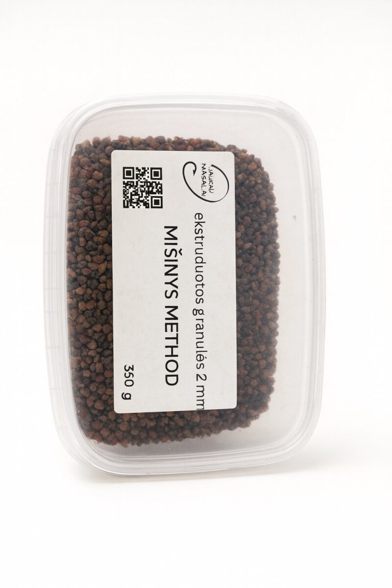Mišinys method ekstruduotos granulės 2mm 350g tamsios granulės dėžutėje