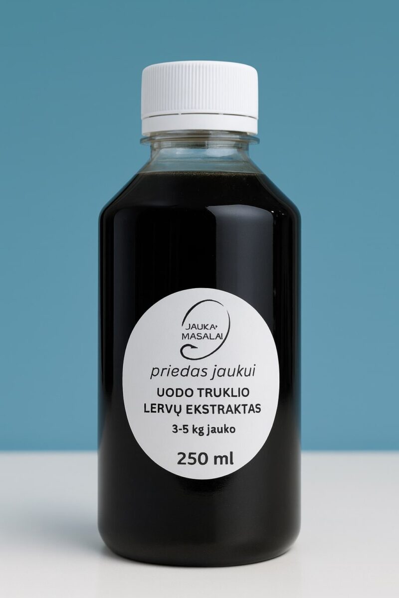 Uodo truklio lervų ekstraktas jaukui 250ml juodas skystis buteliuke