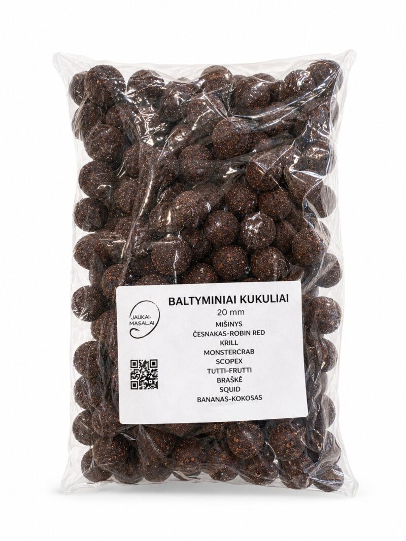 Baltyminiai kukuliai 20mm Mišinys 1kg – 9 skoniai