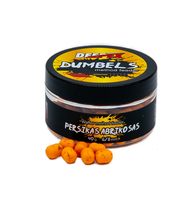 Persikas abrikosas Dumbel wafter 6-8mm – neutralaus plūdrumo masalas karpio žvejybai