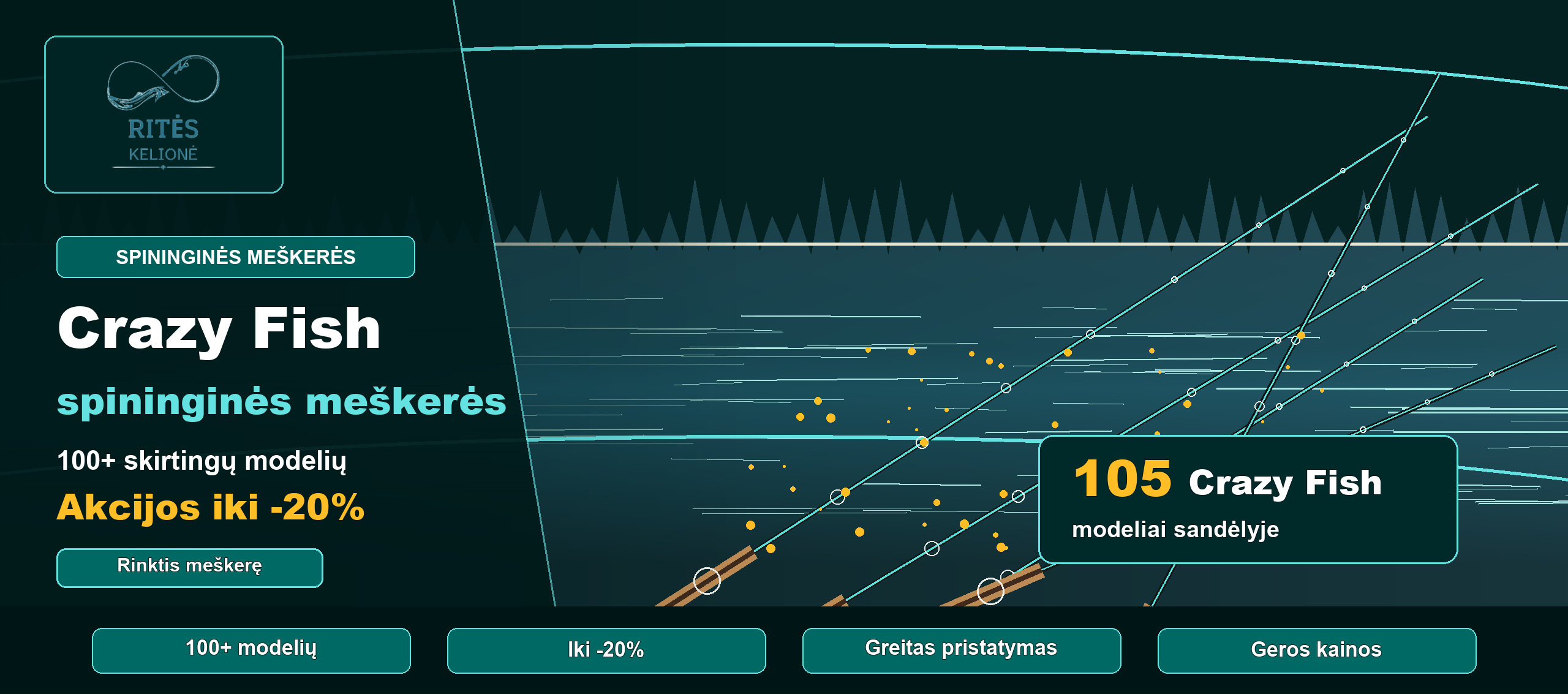 Riteskelione hero crazy fish spiningines meskeres