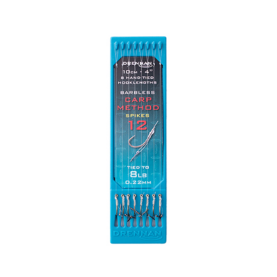 Drennan kabliukai su pav barbless carp method spikes 4 10cm nr10 14 8vntpak.png