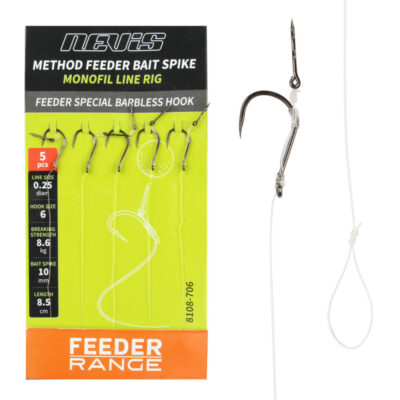 Nevis kabliukai be uzkarpeles su mono valo pav adatele method feeder bait spike nr12 6 5vntpak.jpg